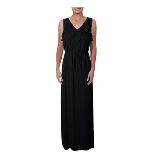 Ivanka Trump Dresses & Skirts - Ivanka Trump  Ruffled V-Neck Maxi Dress Navy NEW